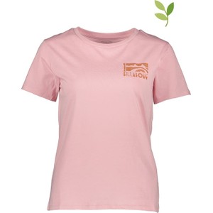 Różowy t-shirt Billabong w młodzieżowym stylu z okrągłym dekoltem z krótkim rękawem