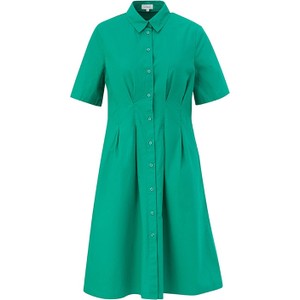 Zielona sukienka S.Oliver z krótkim rękawem z kołnierzykiem w stylu casual