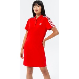 Czerwona sukienka Adidas w sportowym stylu z krótkim rękawem mini