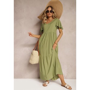 Zielona sukienka Renee z bawełny oversize maxi