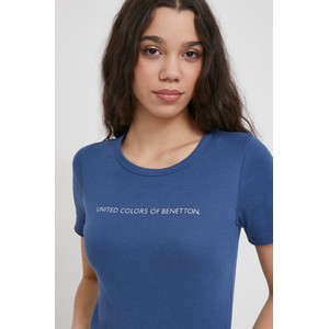 Niebieska bluzka United Colors Of Benetton z bawełny z krótkim rękawem