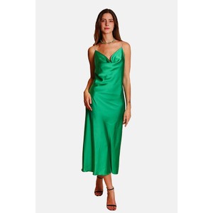 Zielona sukienka William De Faye na ramiączkach z jedwabiu maxi