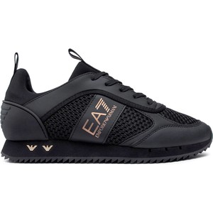 Czarne buty sportowe Emporio Armani ze skóry ekologicznej