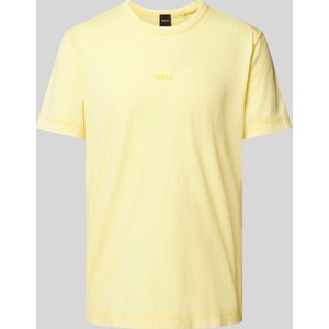 Żółty t-shirt Hugo Boss z krótkim rękawem w stylu casual z nadrukiem