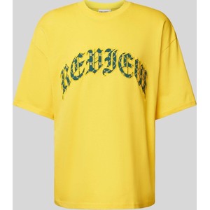 Żółty t-shirt Review z krótkim rękawem w młodzieżowym stylu