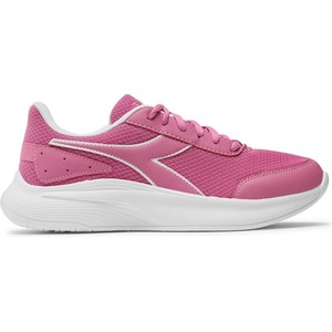 Różowe buty sportowe Diadora sznurowane z płaską podeszwą