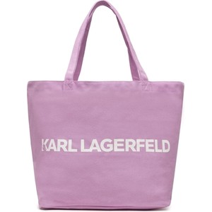 Fioletowa torebka Karl Lagerfeld w młodzieżowym stylu na ramię duża