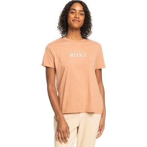 Pomarańczowy t-shirt Roxy z krótkim rękawem z okrągłym dekoltem