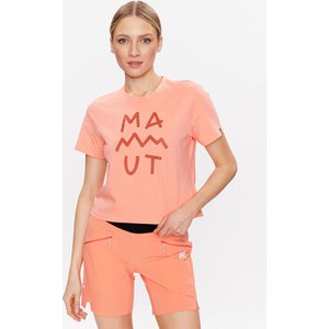 Pomarańczowy t-shirt Mammut z krótkim rękawem w młodzieżowym stylu