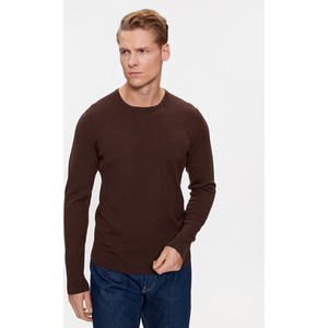 Brązowy sweter Calvin Klein z okrągłym dekoltem