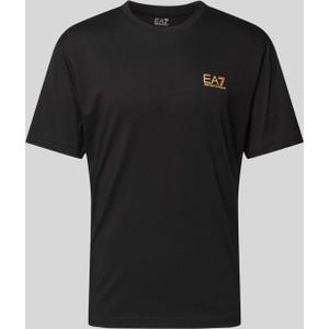 Czarny t-shirt Emporio Armani w stylu casual z nadrukiem z krótkim rękawem