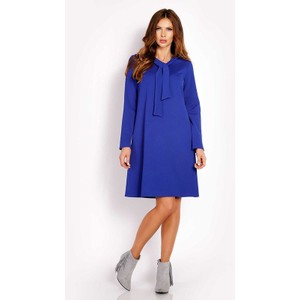 Niebieska sukienka Lou-Lou z długim rękawem w stylu casual prosta