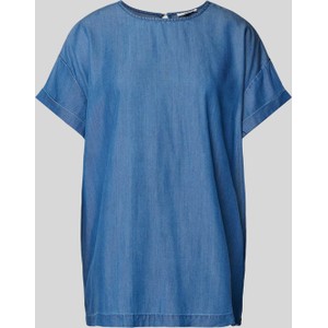 Niebieski t-shirt mbyM z okrągłym dekoltem w stylu casual z krótkim rękawem