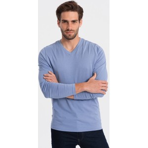 Niebieska koszulka z długim rękawem Ombre z bawełny z długim rękawem