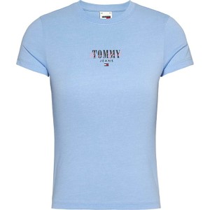 Niebieski t-shirt Tommy Hilfiger z krótkim rękawem w młodzieżowym stylu