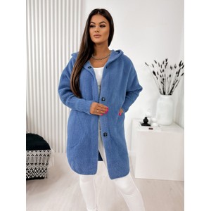 Niebieski płaszcz Ubra w stylu casual z alpaki bez kaptura