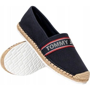 Granatowe buty letnie męskie Tommy Hilfiger w stylu casual z tkaniny
