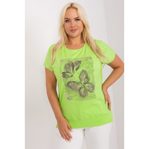 Zielony t-shirt Relevance z nadrukiem z bawełny z okrągłym dekoltem