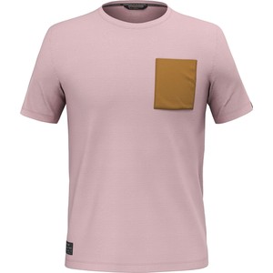 Różowy t-shirt Salewa w stylu klasycznym z wełny z krótkim rękawem