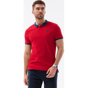 Czerwona koszulka polo Ombre w stylu casual z krótkim rękawem
