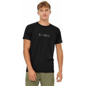 Czarny t-shirt Alpinus z krótkim rękawem w młodzieżowym stylu