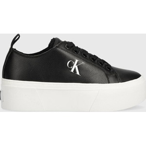 Czarne buty sportowe Calvin Klein w sportowym stylu ze skóry sznurowane