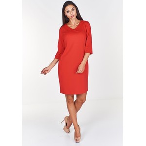 Czerwona sukienka Fokus z bawełny z długim rękawem midi
