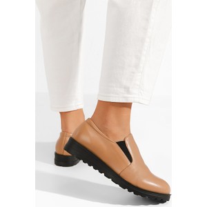 Brązowe półbuty Zapatos w stylu casual z płaską podeszwą ze skóry