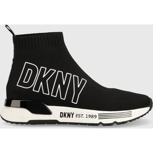 Czarne buty sportowe DKNY na platformie w sportowym stylu