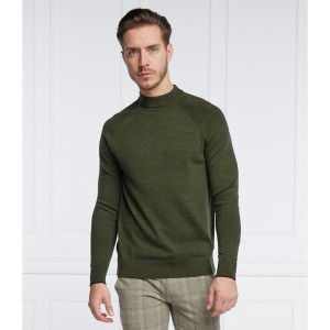 Zielony sweter Calvin Klein z okrągłym dekoltem z wełny