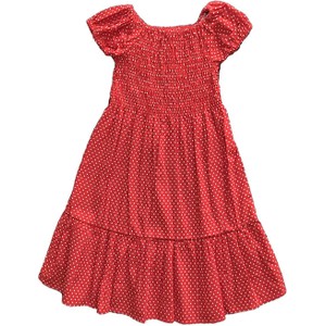 Czerwona sukienka dziewczęca Deux Ans De Vacances w groszki z bawełny