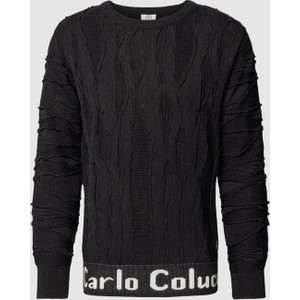 Czarny sweter Carlo Colucci w młodzieżowym stylu z bawełny