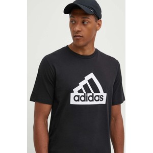 Czarny t-shirt Adidas z nadrukiem z bawełny z krótkim rękawem