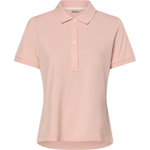 Różowy t-shirt Gant z krótkim rękawem z bawełny z kołnierzykiem