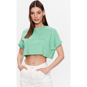T-shirt Calvin Klein w młodzieżowym stylu z okrągłym dekoltem