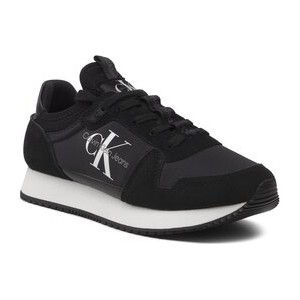 Czarne buty sportowe Calvin Klein sznurowane w sportowym stylu z płaską podeszwą