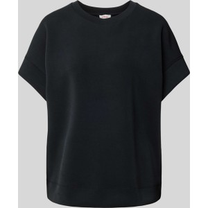 Czarny t-shirt S.Oliver z okrągłym dekoltem z krótkim rękawem