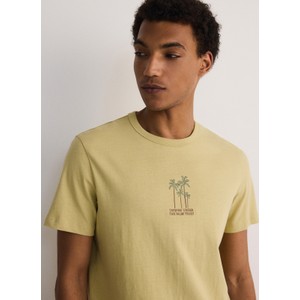Zielony t-shirt Reserved w młodzieżowym stylu z krótkim rękawem z bawełny