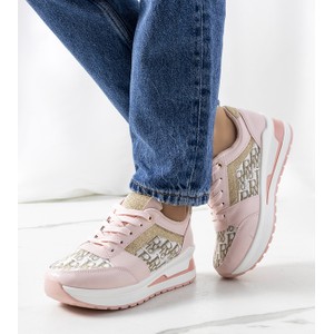 Różowe buty sportowe Gemre z płaską podeszwą sznurowane