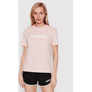 Różowy t-shirt Prosto. w młodzieżowym stylu z okrągłym dekoltem z krótkim rękawem