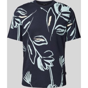 Granatowy t-shirt Jack & Jones z krótkim rękawem z bawełny w młodzieżowym stylu
