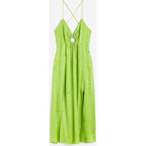 Zielona sukienka H & M prosta z dekoltem w kształcie litery v maxi