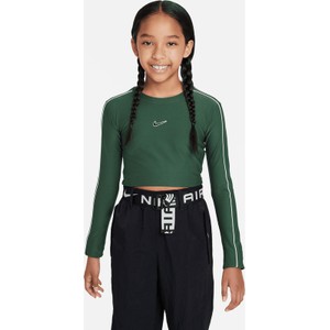 Zielona bluzka dziecięca Nike z dżerseju dla dziewczynek z długim rękawem
