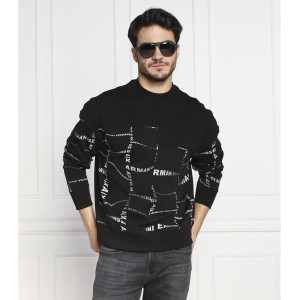 Czarna bluza Armani Exchange z nadrukiem w młodzieżowym stylu z bawełny