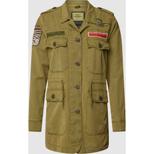 Zielona kurtka Aeronautica Militare z bawełny długa w stylu casual