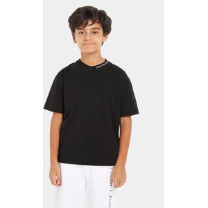 Czarna koszulka dziecięca Calvin Klein z jeansu z krótkim rękawem dla chłopców