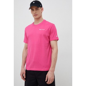 Różowy t-shirt Champion z krótkim rękawem w sportowym stylu