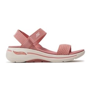 Różowe sandały Skechers w stylu casual z płaską podeszwą