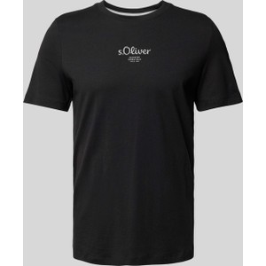 Czarny t-shirt S.Oliver z nadrukiem w młodzieżowym stylu