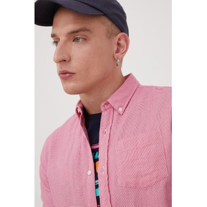 Różowa koszula Superdry z długim rękawem z bawełny w stylu casual